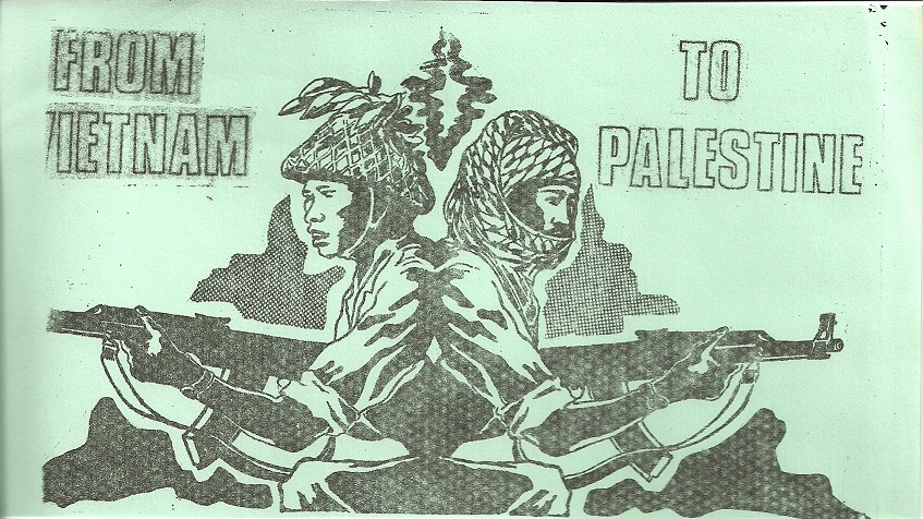 Poster of Vietnam and Palestine liberation fighters showcasing solidarity