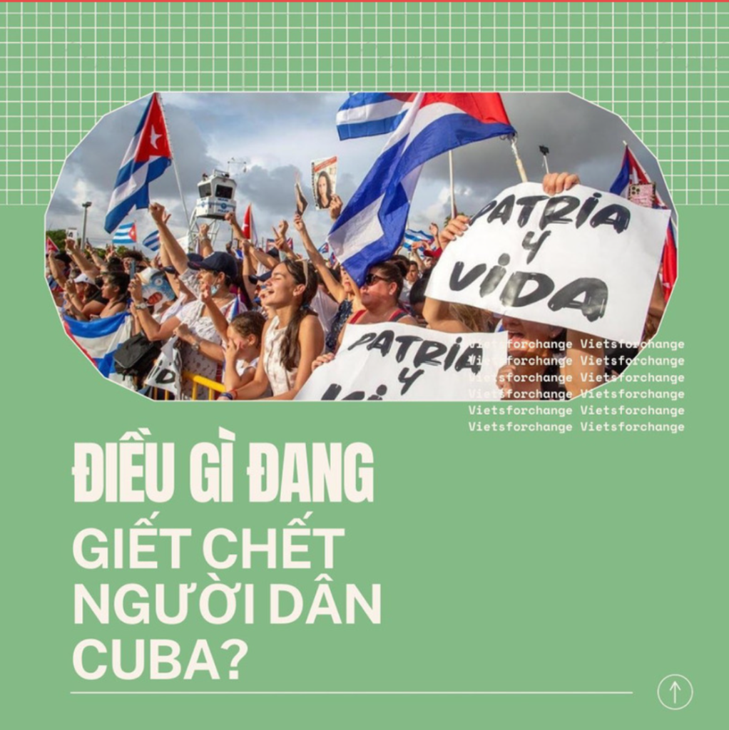 Ảnh: Bài viết gốc từ @Vietsforchange, tiêu đề: “ĐIỀU GÌ ĐANG GIẾT CHẾT NGƯỜI D N CUBA”